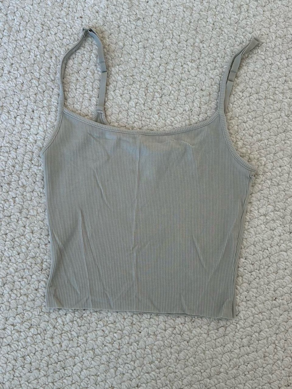 SKIMS Ribbed Adjustable-Strap Tank Top - Sage Green